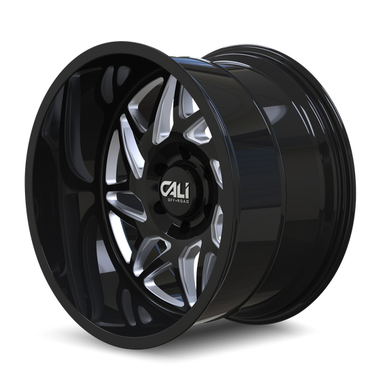 9112-2136BM - Cali Off-Road Gemini 20X10 6X135 /  ET -25mm Gloss Black Milled - Cali Off-Road Wheels Canada