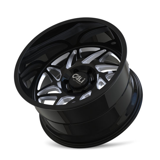9112-24470BM - Cali Off-Road Gemini 24X14 8X170 /  ET -76mm Gloss Black Milled - Cali Off-Road Wheels Canada