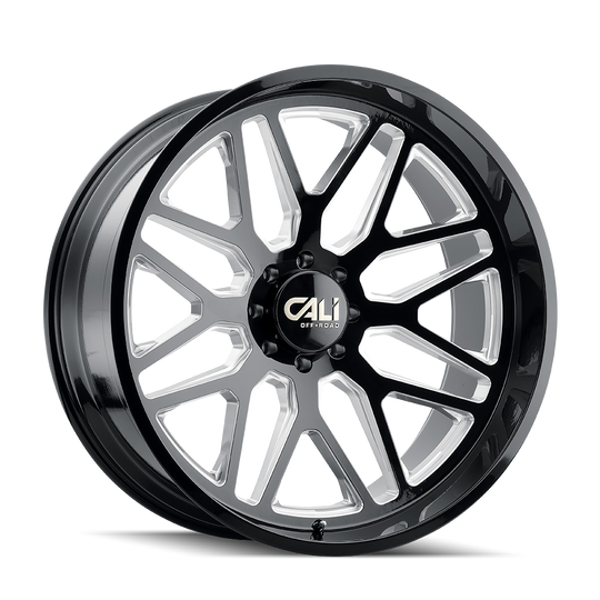 9115-22283BM - Cali Off-Road Invader 22X12 6X139.7 /  ET -51mm Gloss Black Milled - Cali Off-Road Wheels Canada