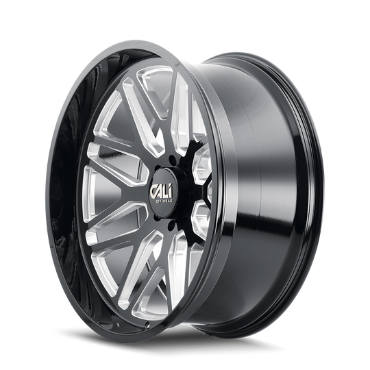 9115-22283BM - Cali Off-Road Invader 22X12 6X139.7 /  ET -51mm Gloss Black Milled - Cali Off-Road Wheels Canada