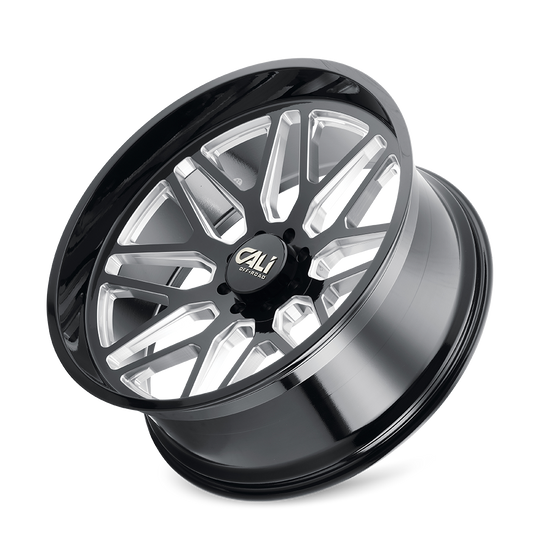 9115-2183BM - Cali Off-Road Invader 20X10 6X139.7 /  ET -25mm Gloss Black Milled - Cali Off-Road Wheels Canada