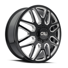 Load image into Gallery viewer, 9115D-24877BMF115 - Cali Off-Road Invader Dually 24X8.25 8X200 /  ET 115mm Gloss Black Milled - Cali Off-Road Wheels Canada