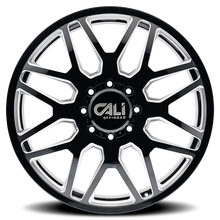 Load image into Gallery viewer, 9115D-24877BMF115 - Cali Off-Road Invader Dually 24X8.25 8X200 /  ET 115mm Gloss Black Milled - Cali Off-Road Wheels Canada