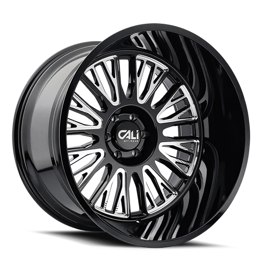 9116-2183BM - Cali Off-Road Vertex 20X10 6X139.7 /  ET -25mm Gloss Black Milled - Cali Off-Road Wheels Canada