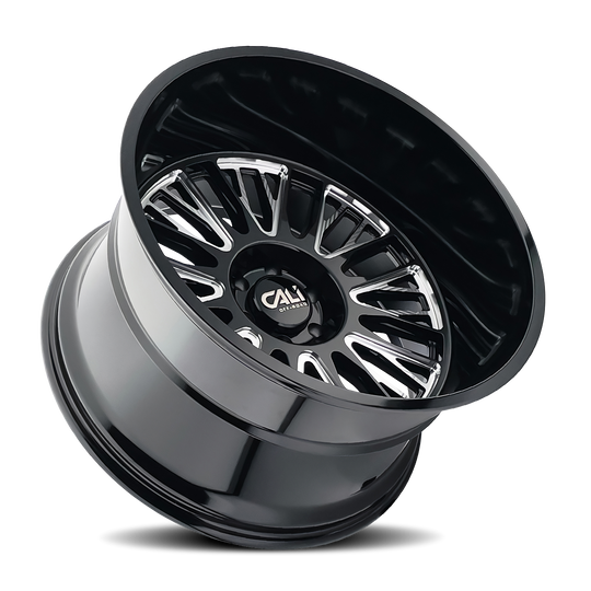 9116-22283BM - Cali Off-Road Vertex 22X12 6X139.7 /  ET -44mm Gloss Black Milled - Cali Off-Road Wheels Canada
