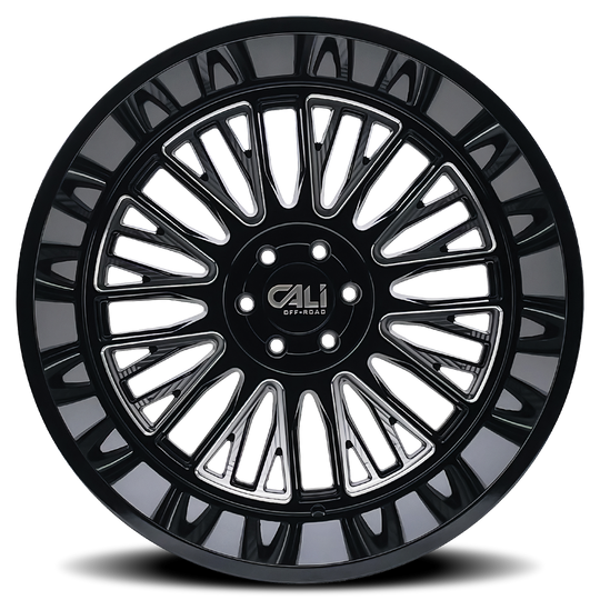 9116-22283BM - Cali Off-Road Vertex 22X12 6X139.7 /  ET -44mm Gloss Black Milled - Cali Off-Road Wheels Canada