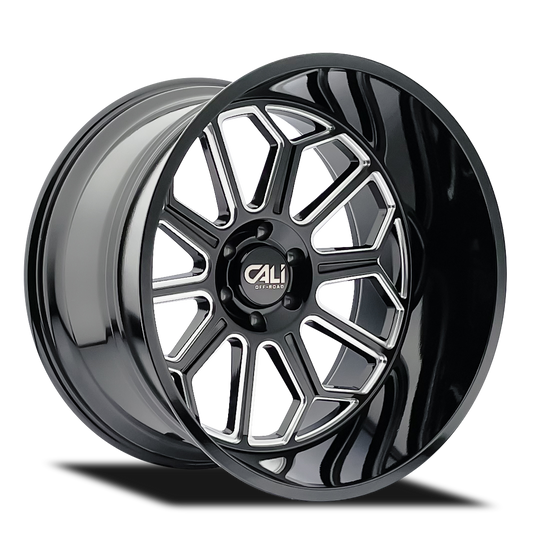 9117-24470BM - Cali Off-Road Auburn 24X14 8X170 /  ET -76mm Gloss Black Milled - Cali Off-Road Wheels Canada