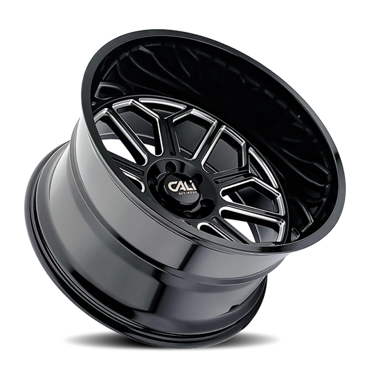 9117-24470BM - Cali Off-Road Auburn 24X14 8X170 /  ET -76mm Gloss Black Milled - Cali Off-Road Wheels Canada