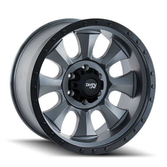9300-2985MG18N - Dirty Life Ironman 20X9 5X139.7 /  ET 18mm Matte Gunmetal with Black Beadlock - Dirty Life Wheels Canada