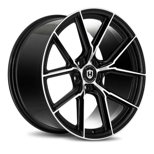 CFF70-20101144073BMF - Curva CFF70 20X10 5X114.3 40mm Black Machined Face - Curva Wheels Canada