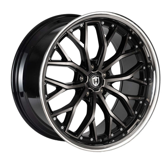 CFF76-201051123566BSL - Curva CFF76 20X10.5 5x112 35mm Gloss Black Stainless Lip - Curva Wheels Canada
