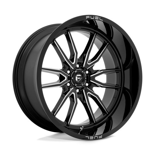 D76124208447 - Fuel Off-Road D761 Clash 24X12 6X139.7 -44 mm Gloss Black Milled - Fuel Off-Road Wheels Canada