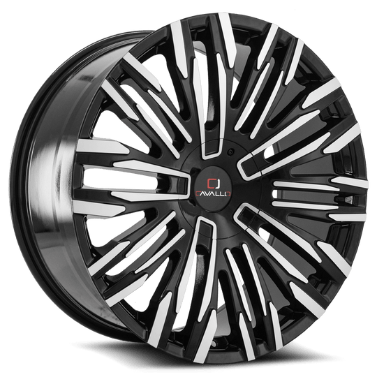 CLV-28208551101143+35BM - Cavallo CLV-28 20X8.5 5X110 ET 35MM Gloss Black & Machined - Cavallo Wheels Canada