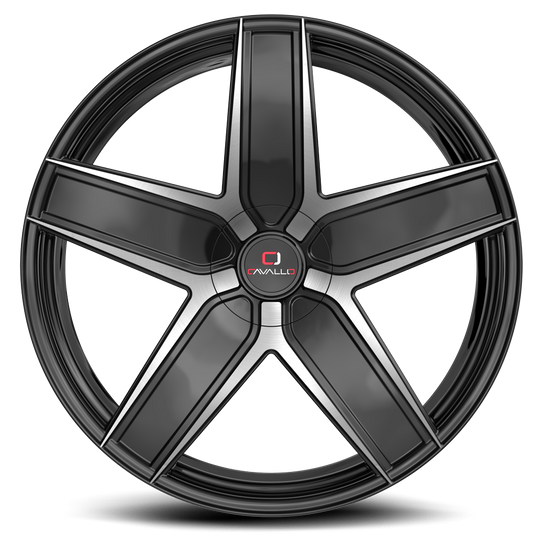 CLV-31228551121143+38BM - Cavallo CLV-31 22X8.5 5X112 ET 38MM Gloss Black & Machined - Cavallo Wheels Canada