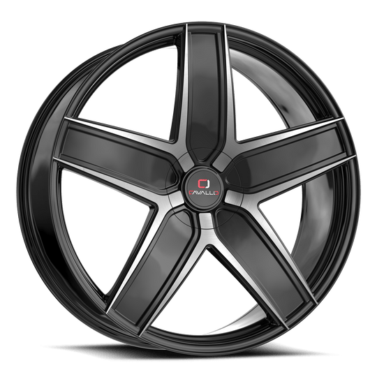 CLVC31208551081143+35BM-MS - Cavallo CLV-C-31 20X8.5 5X108 35mm Gloss Black & Machined - Cavallo Wheels Canada