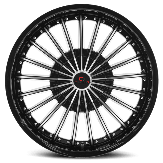 CLV-32188051051143+35BM - Cavallo CLV-32 18X8 5X105 ET 35MM Gloss Black & Machined - Cavallo Wheels Canada