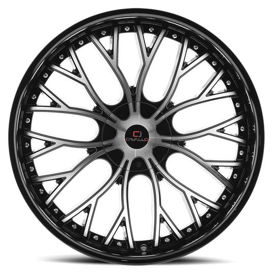 CLV-33249061351397+23BM - Cavallo CLV-33 24X9 6X135 23mm Gloss Black & Machined - Cavallo Wheels Canada