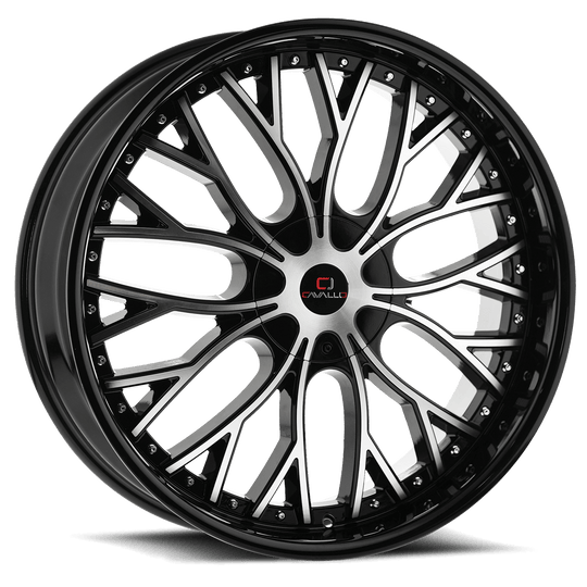 CLV-33269561351397+15BM - Cavallo CLV-33 26X9.5 6X135 15mm Gloss Black & Machined - Cavallo Wheels Canada