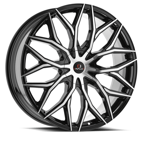 CLV-37228551101143+38BM - Cavallo CLV-37 22X8.5 5X110 38mm Gloss Black & Machined - Cavallo Wheels Canada