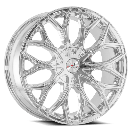 CLV-37228551101143+38C - Cavallo CLV-37 22X8.5 5X110 38mm Chrome - Cavallo Wheels Canada