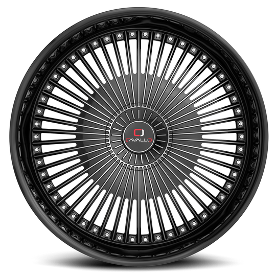 CLV-412490BLANK+18BM - Cavallo CLV-41 24X9 Blank 18mm Gloss Black & Machined - Cavallo Wheels Canada