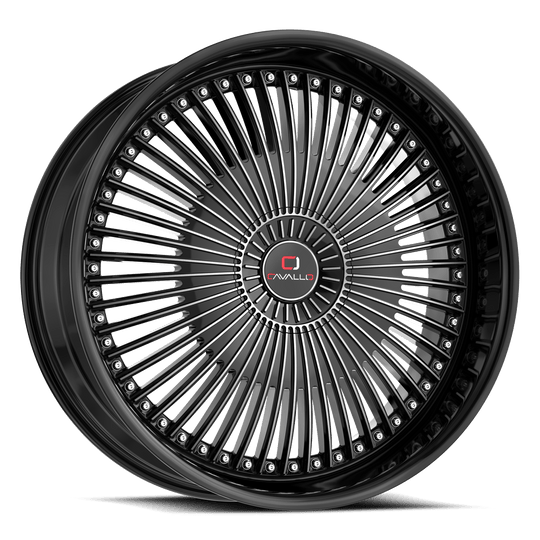 CLV-412695BLANK+18BM - Cavallo CLV-41 26X9.5 Blank 18mm Gloss Black & Machined - Cavallo Wheels Canada