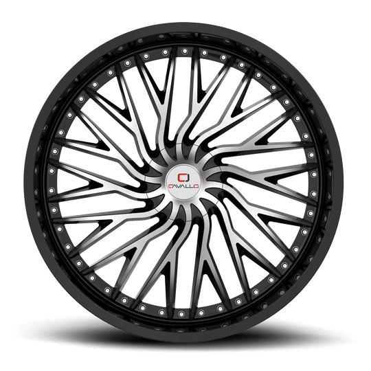 CLV-43188051051143+35BM - Cavallo CLV-43 18X8 5X105 ET 35MM Gloss Black & Machined - Cavallo Wheels Canada