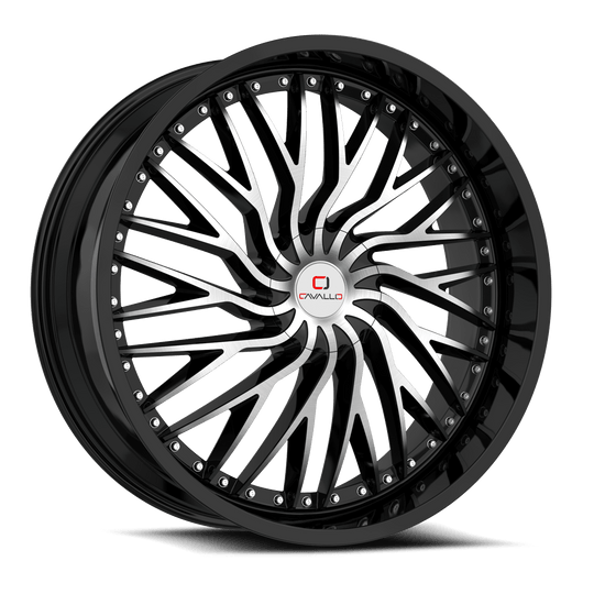 CLV-43269561351397+25BM - Cavallo CLV-43 26X9.5 6X135 ET 25MM Gloss Black & Machined - Cavallo Wheels Canada