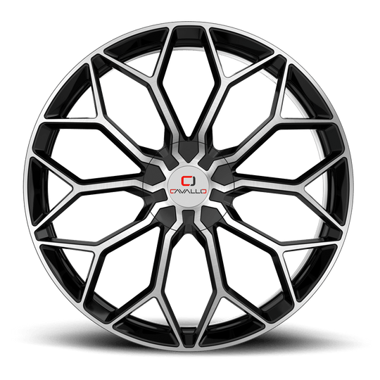 CLV-442695BLANK+18BM - Cavallo CLV-44 26X9.5 Blank 18mm Gloss Black & Machined - Cavallo Wheels Canada