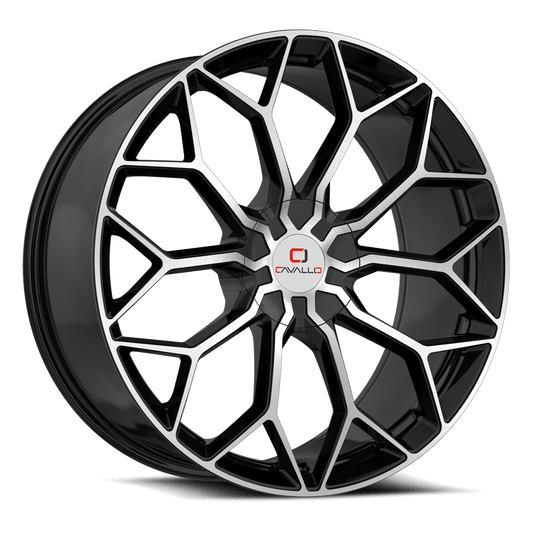 CLV-442695BLANK+18BM - Cavallo CLV-44 26X9.5 Blank 18mm Gloss Black & Machined - Cavallo Wheels Canada