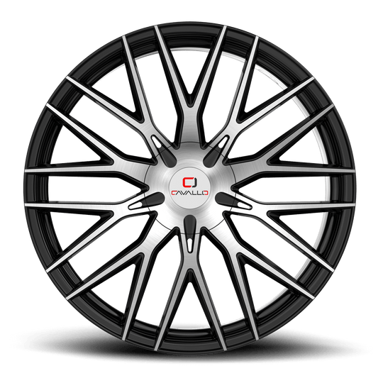 CLV-4520853635BM-I - Cavallo CLV-45 20X8.5 5X112 35mm Gloss Black & Machined - Cavallo Wheels Canada