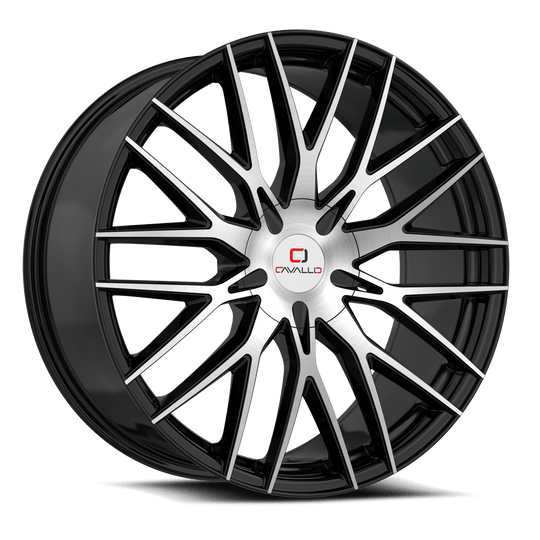CLV-4520852335BM-I - Cavallo CLV-45 20X8.5 5X100 35mm Gloss Black & Machined - Cavallo Wheels Canada
