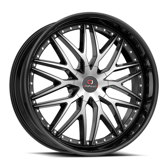 CLV-46188051081143+35BM - Cavallo CLV-46 18X8 5X108 35mm Gloss Black & Machined - Cavallo Wheels Canada
