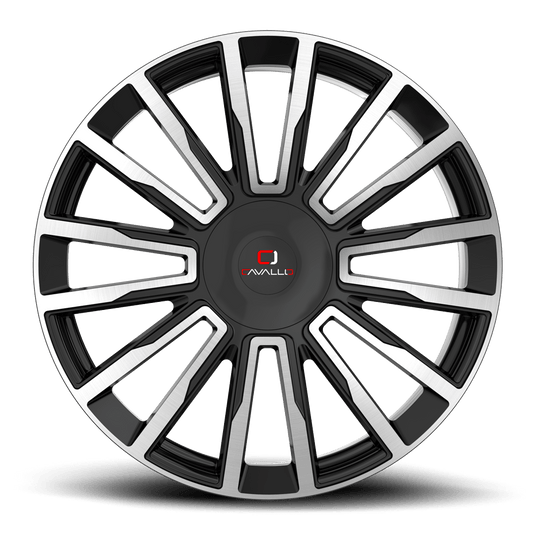CLV-47249061351397+25BM - Cavallo CLV-47 24X9 6X135 25mm Gloss Black & Machined - Cavallo Wheels Canada