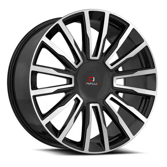 CLV-47208551101143+35BM - Cavallo CLV-47 20X8.5 5X110 ET 35MM Gloss Black & Machined - Cavallo Wheels Canada