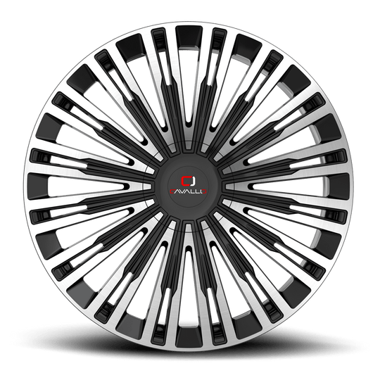 CLV-48228551081143+38BM - Cavallo CLV-48 22X8.5 5X108 38mm Gloss Black & Machined - Cavallo Wheels Canada