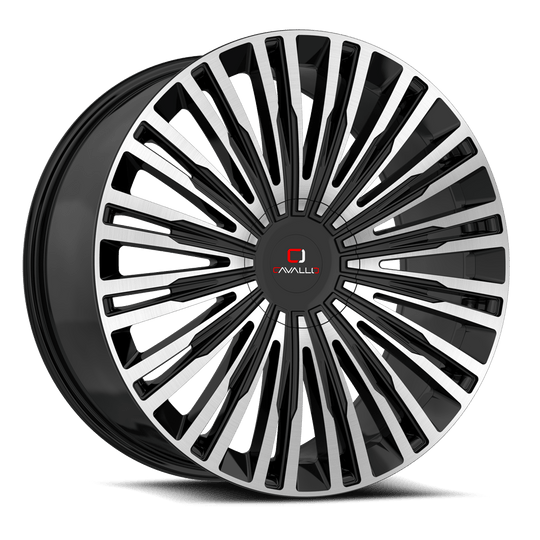 CLV-48249061351397+25BM - Cavallo CLV-48 24X9 6X135 25mm Gloss Black & Machined - Cavallo Wheels Canada