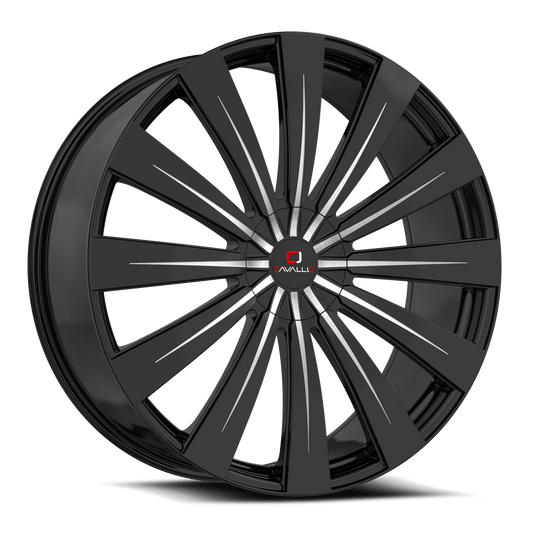 CLV-492490BLANK+18BM - Cavallo CLV-49 24X9 Blank 18mm Gloss Black & Machined - Cavallo Wheels Canada