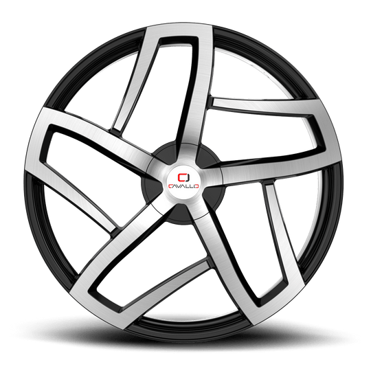 CLV-50188051051143+35BM - Cavallo CLV-50 18X8 5X105 ET 35MM Gloss Black & Machined - Cavallo Wheels Canada