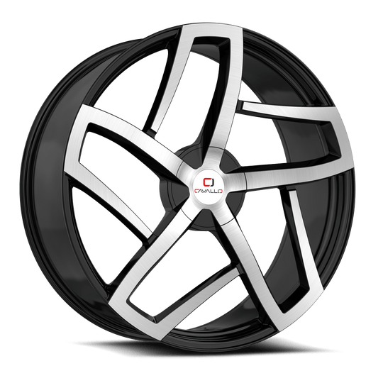 CLV-50188051001143+35BM - Cavallo CLV-50 18X8 5X100 ET 35MM Gloss Black & Machined - Cavallo Wheels Canada