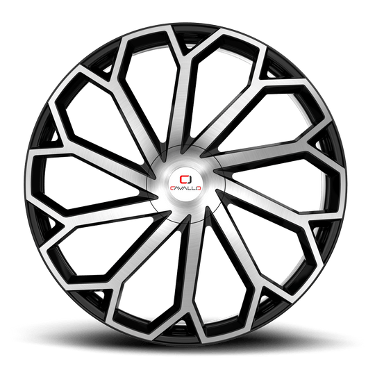 CLV-5124905115120+34BM - Cavallo CLV-51 24X9 5X115 ET 34MM Gloss Black & Machined - Cavallo Wheels Canada