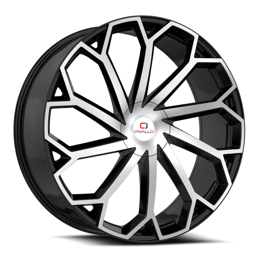 CLV-51249061351397+25BM - Cavallo CLV-51 24X9 6X135 ET 25MM Gloss Black & Machined - Cavallo Wheels Canada