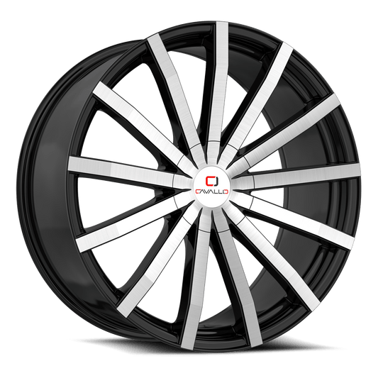 CLV-52188051101143+35BM - Cavallo CLV-52 18X8 5X110 ET 35MM Gloss Black & Machined - Cavallo Wheels Canada