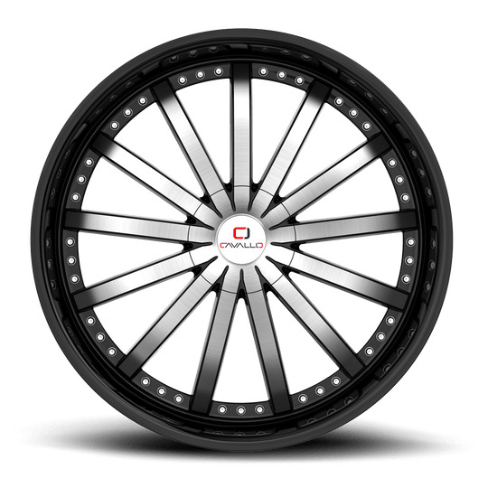 CLV-53228551143120+38BM - Cavallo CLV-53 22X8.5 5X114.3 38mm Gloss Black & Machined - Cavallo Wheels Canada