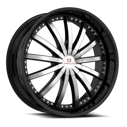 CLV-5324905115120+34BM - Cavallo CLV-53 24X9 5X115 ET 34MM Gloss Black & Machined - Cavallo Wheels Canada