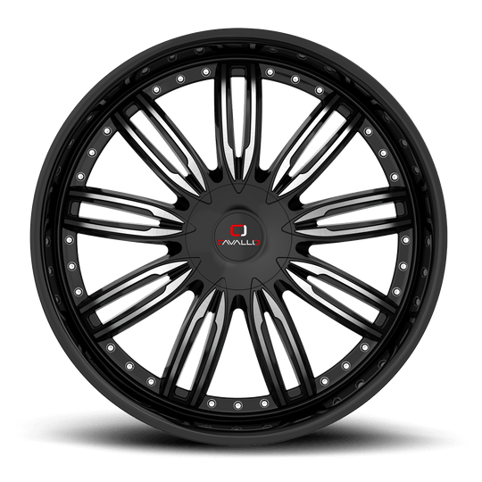 CLV-54249061351397+25BM - Cavallo CLV-54 24X9 6X135 ET 25MM Gloss Black & Machined - Cavallo Wheels Canada