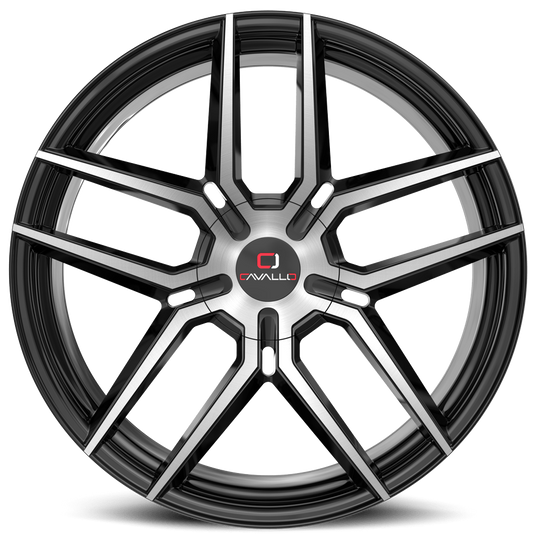 CLV-5520853535BM-I - Cavallo CLV-55 20X8.5 5X110 35mm Gloss Black & Machined - Cavallo Wheels Canada