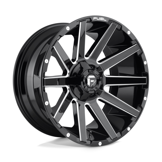 D61524405745 - Fuel Offroad D615 Contra 24X14 5X139.7 / 5X127 -75mm Gloss Black Milled - Fuel Offroad Wheels Canada