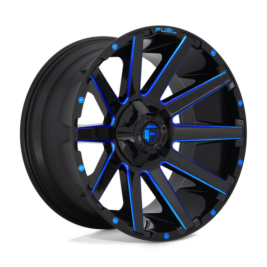 D64420909849 - Fuel Off-Road D644 Contra 20X9 6X135 / 6X139.7 2mm Gloss Black Blue Tinted Clear - Fuel Off-Road Wheels Canada