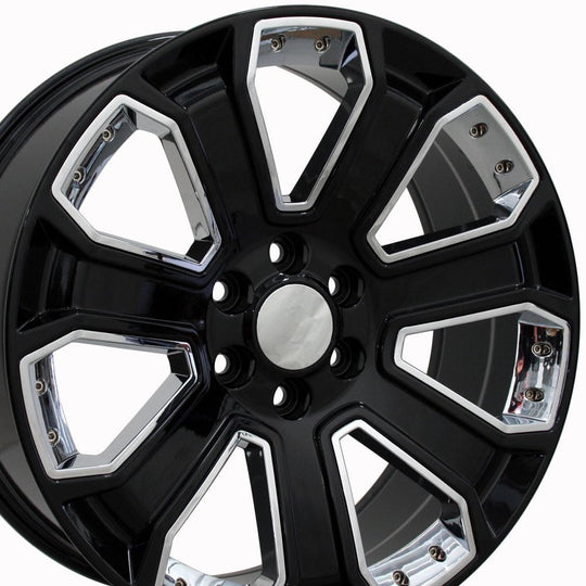 CV93B-22090-6550-24B-ic - OE Wheels Replica CV93B 22X9 6X139.7 ET24mm Black with Chrome - OE Wheels Wheels Canada